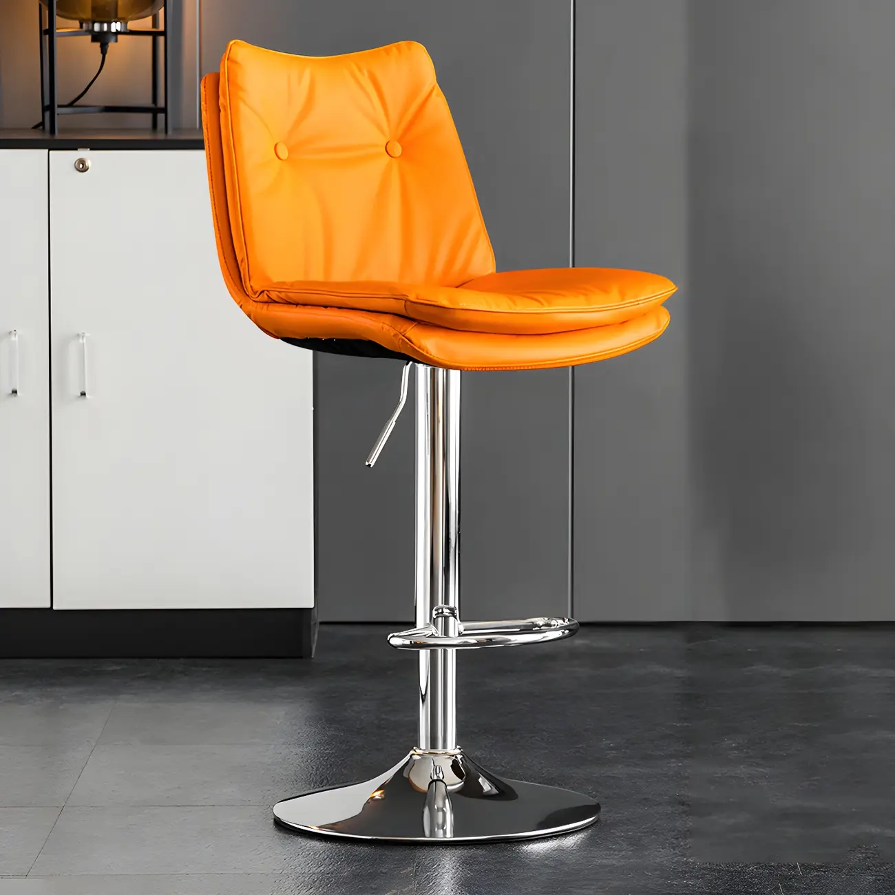 Modern Adjustable Leather Swivel Bar Stools