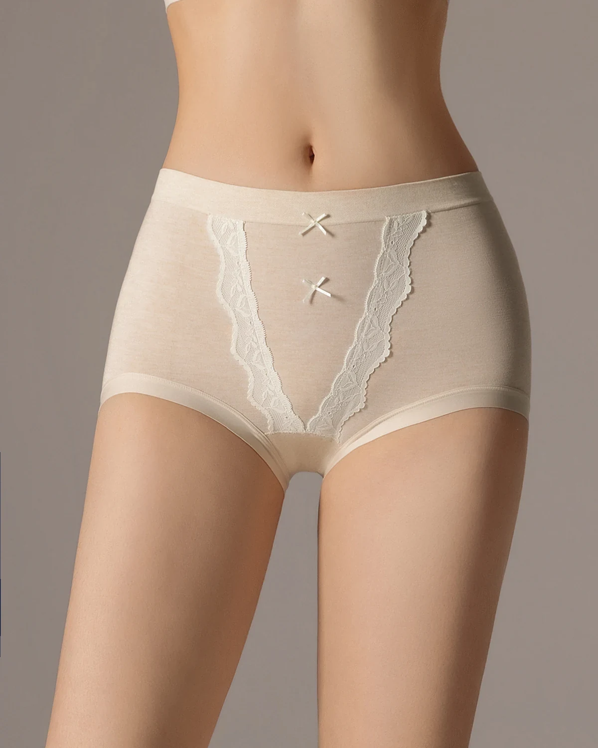 50S modal delicate seamless women's panties 3-pack, lace-trim color-block high-stretch soft breathable briefs