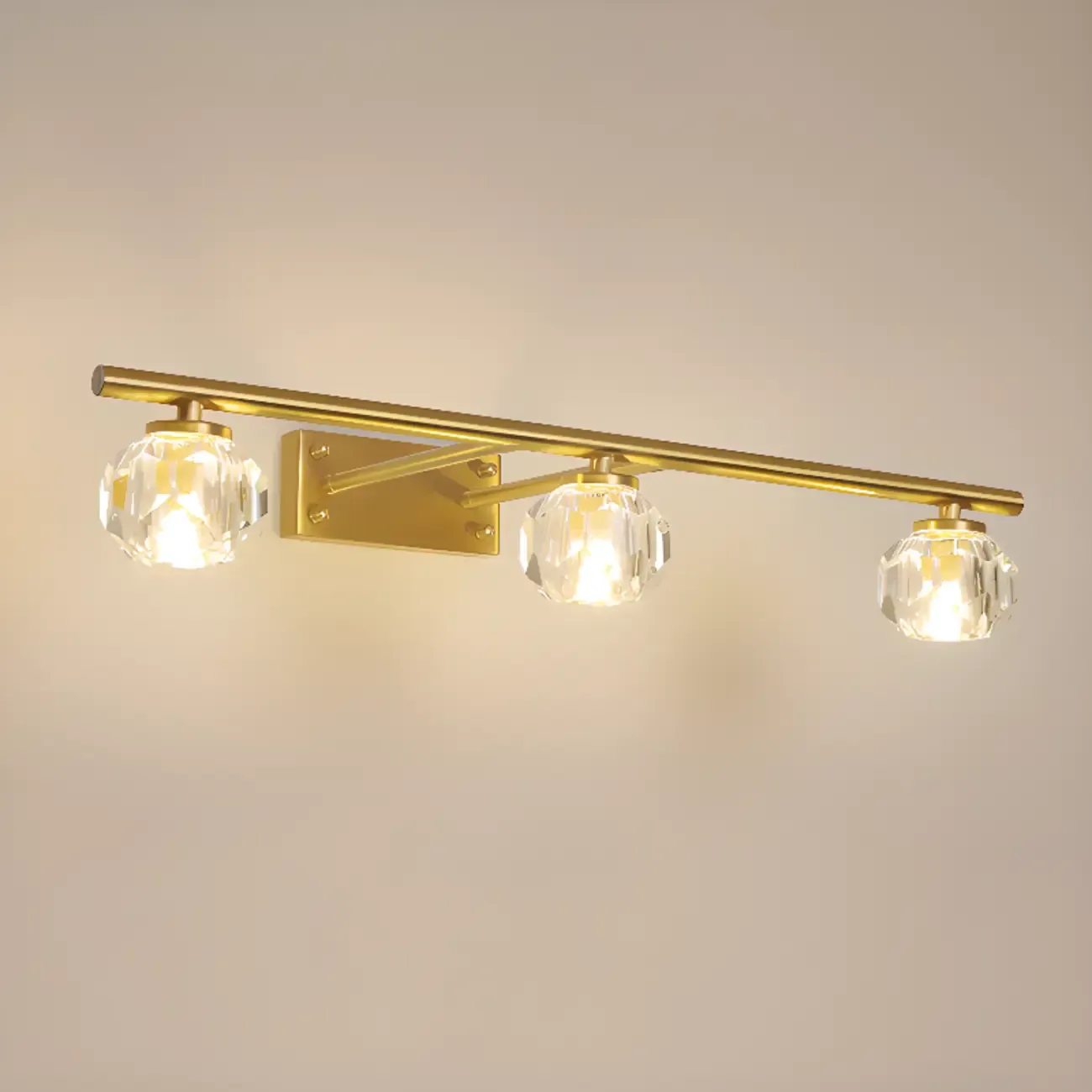 Elegant Linear Globe Brass Crystal Vanity Lights in Multi-Light
