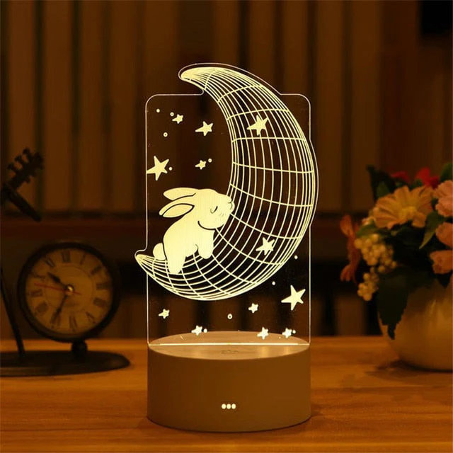 HULIANFU Romantic Love 3D Lamp Heart-shaped Balloon Acrylic LED Night Light Decorative Table Lamp Valentine Day Sweetheart Wife Gift - Deanwangkt