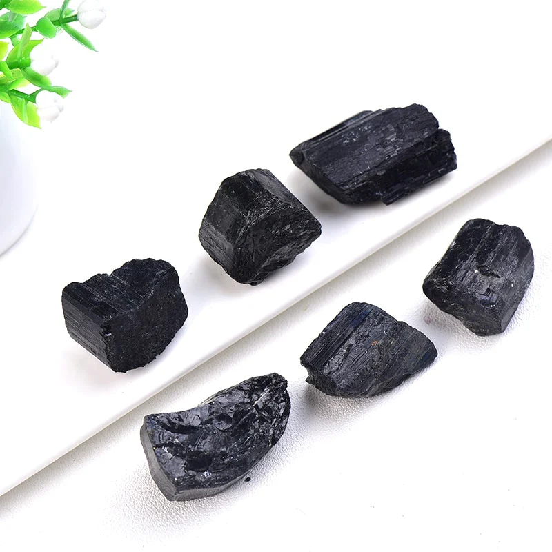 HULIANFU Natural Black Tourmaline Gravel Raw Gemstone Mineral Specimen Irregular Crystal Healing Advanced Collection Eliminate Magnetism - Deanwangkt