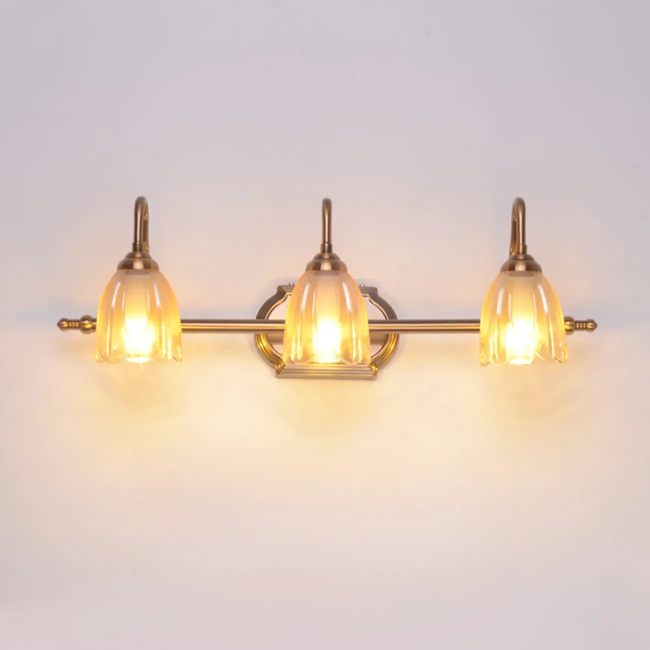 Modern Brass 3-Light Geometric Bathroom Vanity Light