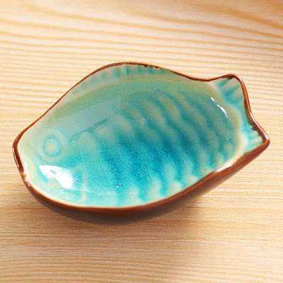 HULIANFU Japanese Leaf Ceramic Sauce Dish Kitchen Seasoning Plate Ice Cracked Glaze Sauce Small Dishes Fish Shaped Bowl For Kitchen - Deanwangkt