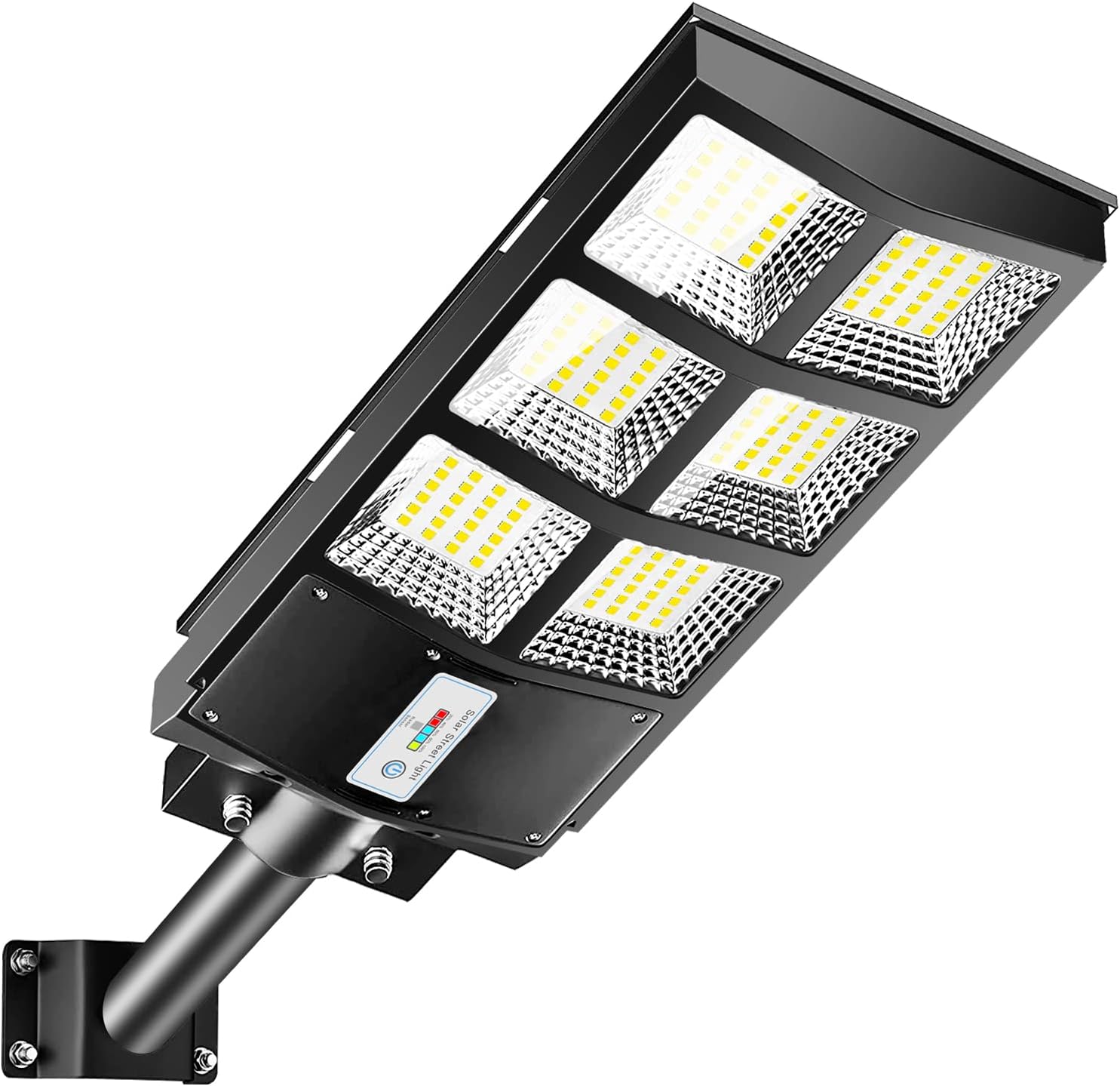 Solar Street Lights Outdoor - 1800W Parking Lot Lights, 150000 Lumens Dusk to Dawn Motion Sensor IP66 Waterproof Commercial Grade, 2 Pack, Black, BC1802