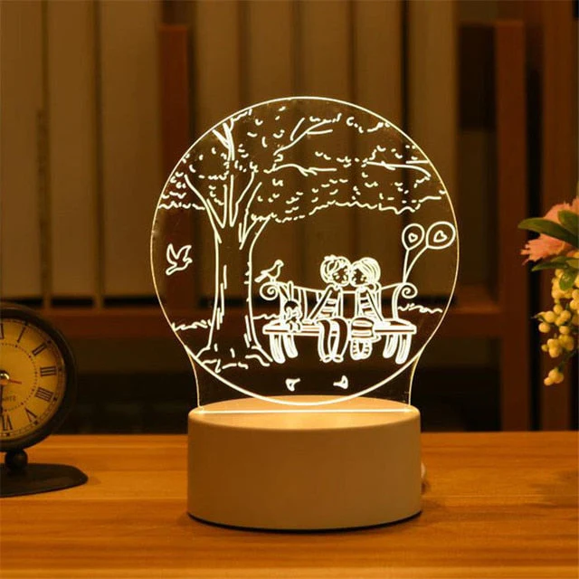 HULIANFU Romantic Love 3D Acrylic Led Lamp for Home Children Night Light Table Lamp Birthday Party Decor Valentine Day Bedside Lamp - Deanwangkt