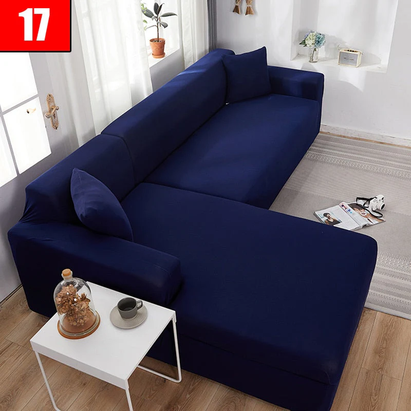HULIANFU Solid Color Elastic Sofa Cover For Living Room 1/2/3/4 Seater L-Shaped Corner Sofa Cover Slipcover Stretch Couch Armchair Covers - Deanwangkt