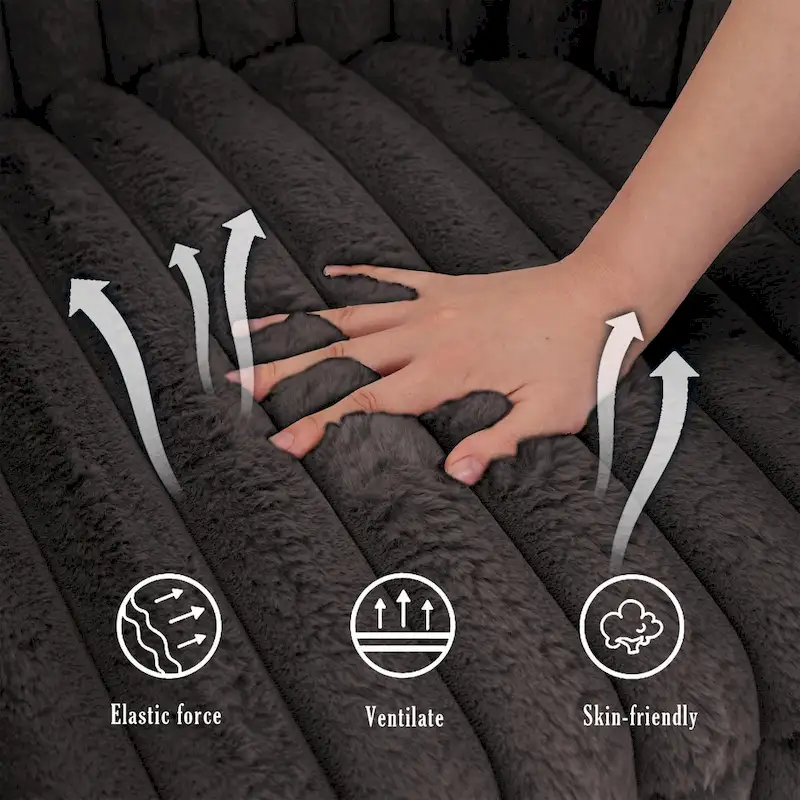 30.7W Faux Fur Upholstered Accent Chair Swivel Barrel Chair