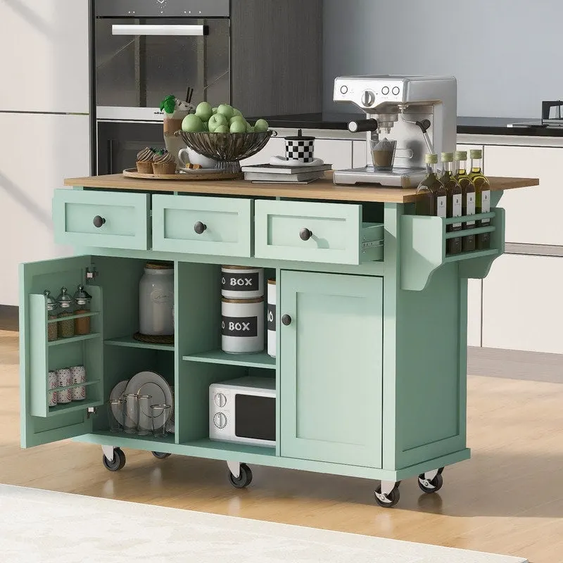 Drop-Leaf Counter top Kitchen Cart ,Kitchen Island with 3 Drawers