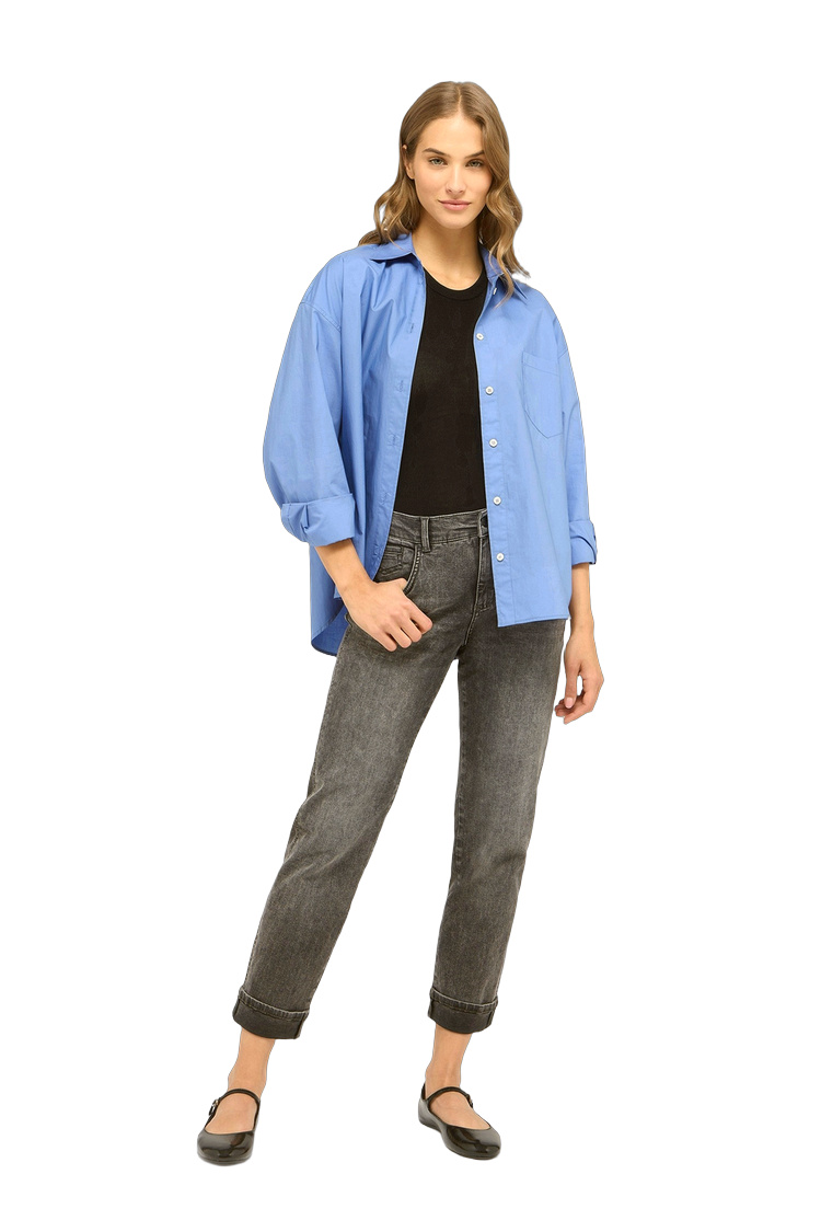 Gerade Hose mit Baumwollmischung und Stretchanteil – Rückansicht