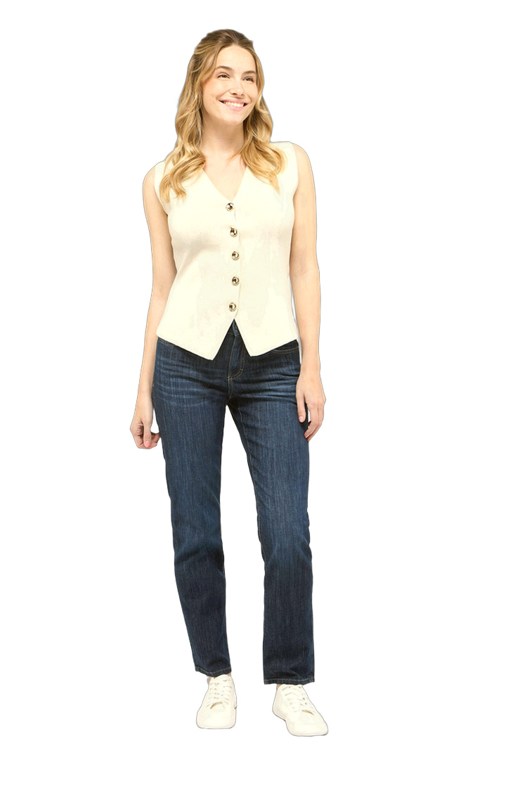 Hosen Damen mit geradem Bein und Baumwolle – Rückansicht