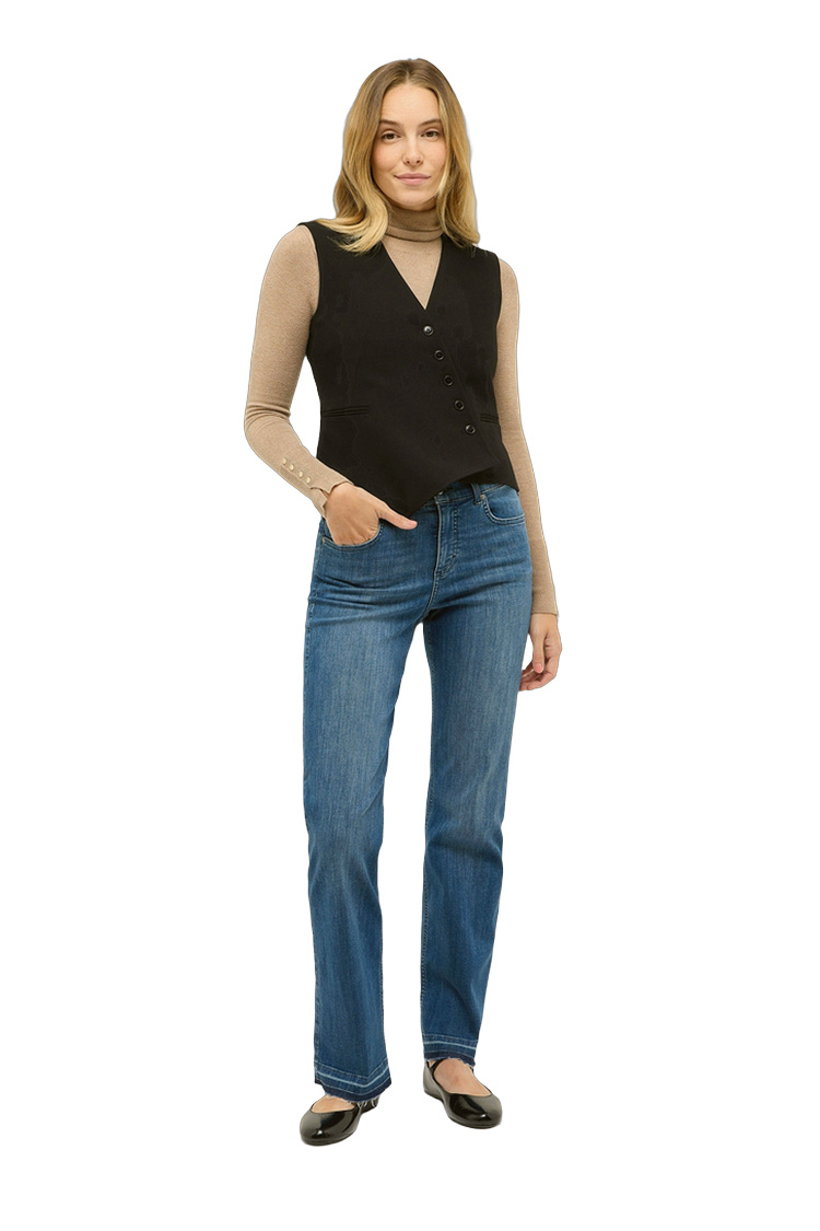 Jeans mit Straight Fit und Elasthan – Rückansicht