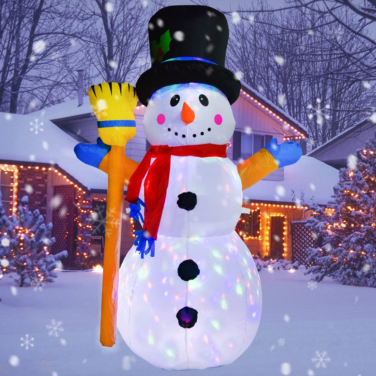 Goodwill 4.26 FT Inflatable Christmas Snowman with Rotating LED Lights – Indoor/Outdoor Holiday Decoration