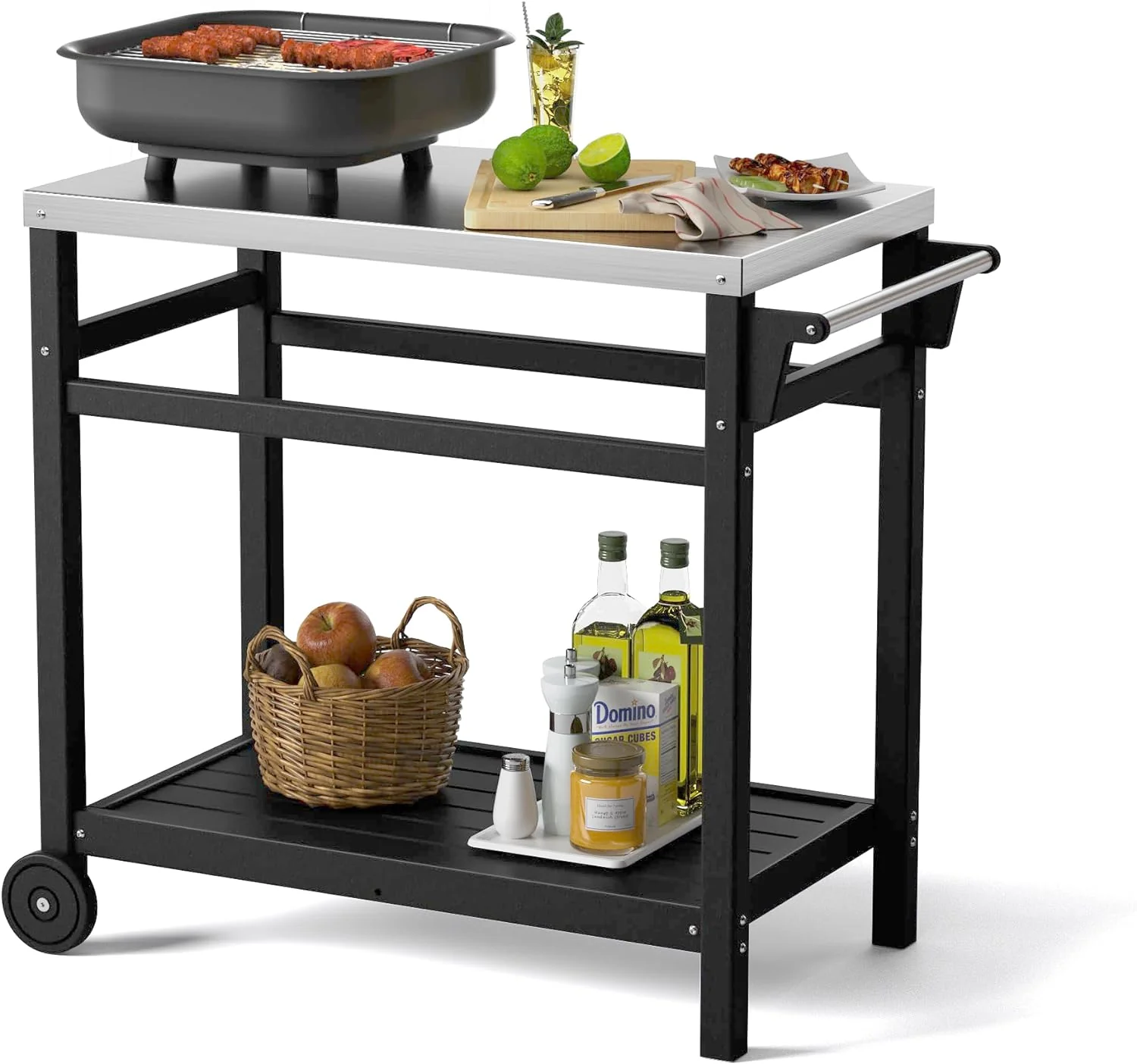 Outdoor Prep Cart Dining Table for Pizza Oven, Patio Grilling, and Backyard BBQ | Gray