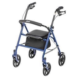 Drive Medical 4-Wheel Rollator Walker, Foldable with Padded Seat & Backrest, Blue