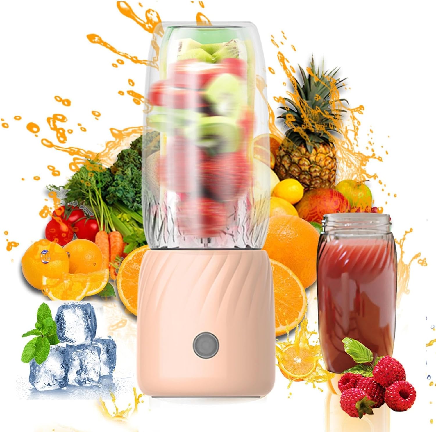 Portable Blender Juicer by [Brand] – USB Rechargeable, 6 Blades, 350ml, Food-Grade, Ideal for Shakes & Smoothies, Travel-Friendly, Green
