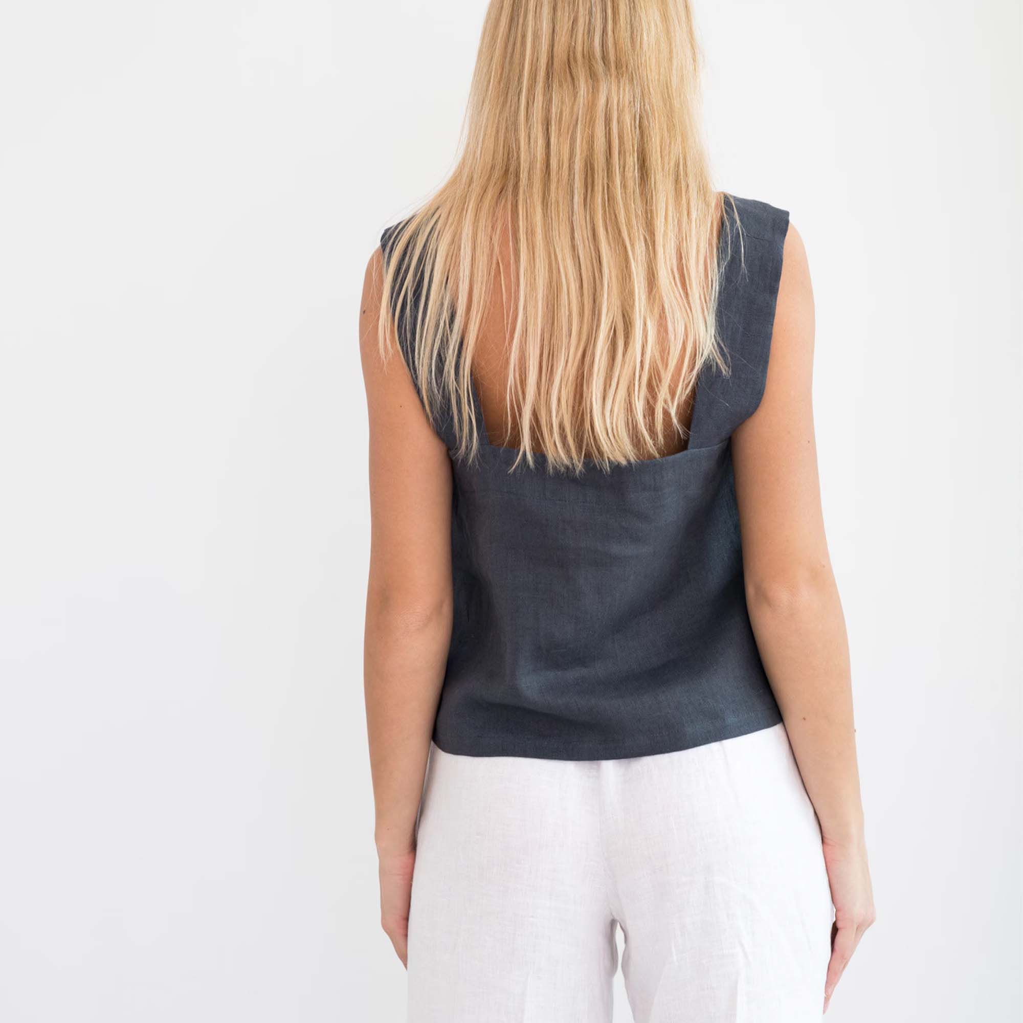 Black Linen Tank Top WD6