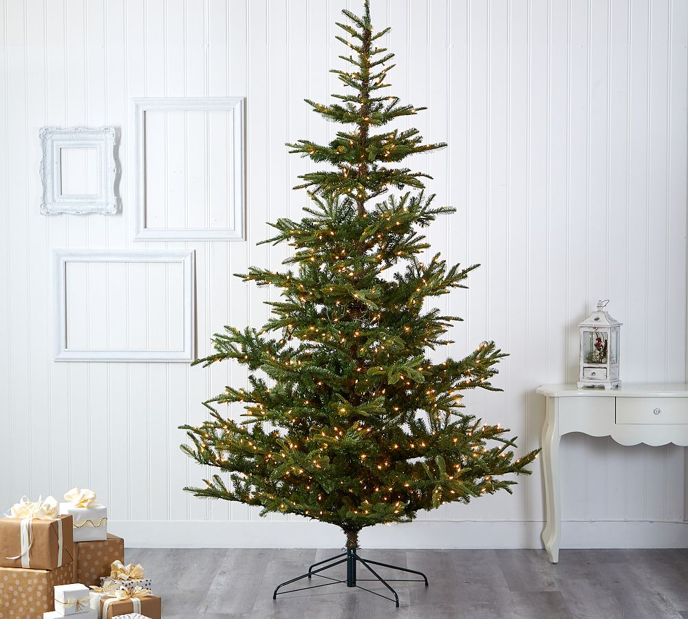 Washington Spruce Pre-Lit Faux Christmas Tree with 350 LED Lights – Lifelike Evergreen, Adjustable Branches, Includes Stand