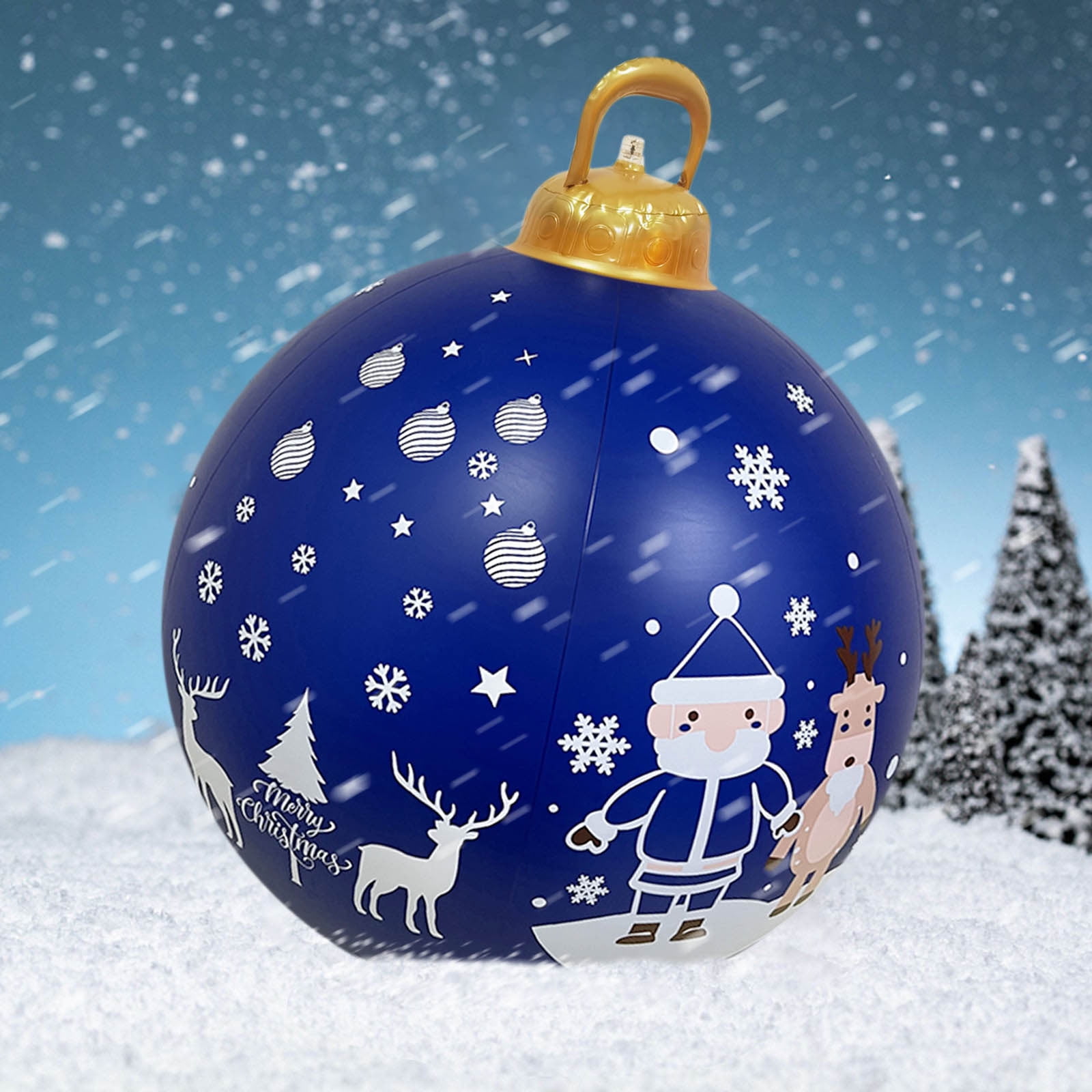 Chmadoxn 24′′ Giant PVC Christmas Inflatable Ball Ornament, Durable Outdoor Yard Decoration