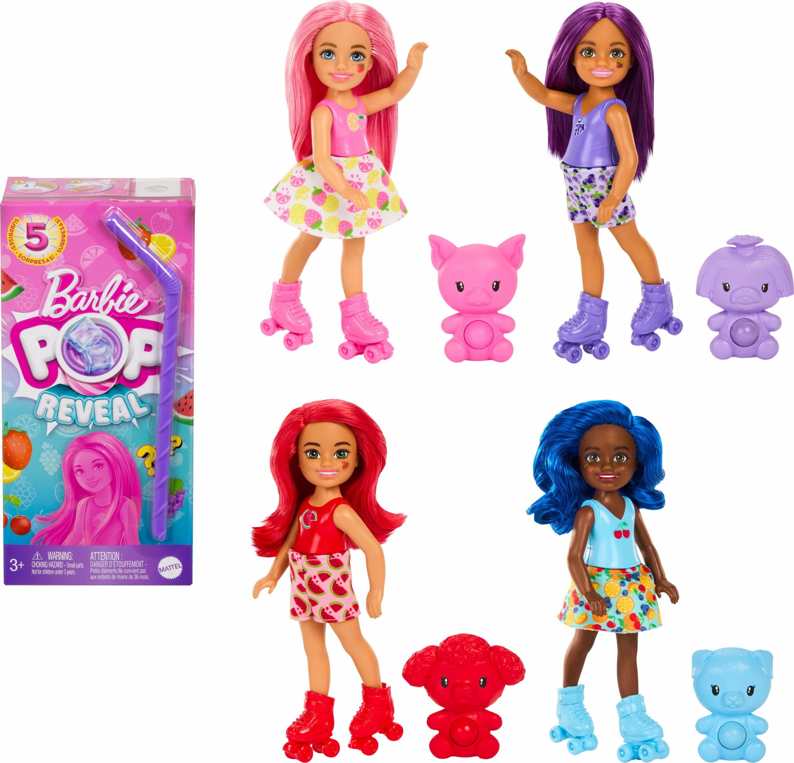 Barbie Pop Reveal Chelsea Doll – Fruit Series with 5 Surprises, Scent & Color Change