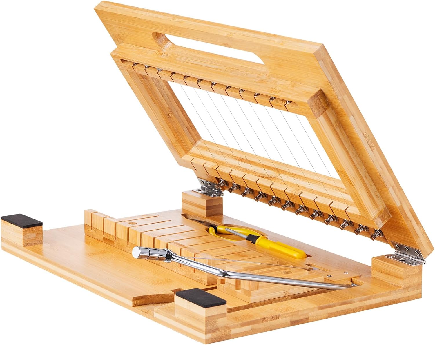 VEVOR 2-in-1 Soap Cutter, Bamboo & Stainless Steel, Adjustable Wire, Multi-Mode for Soap, Candles, Cheese, Model KH-Q05