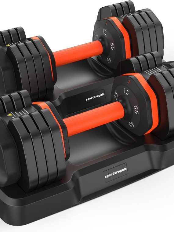 Adjustable Dumbbells Set by [Brand], 5-55LB Pair, Anti-Slip Handles, Home Gym Exercise Equipment