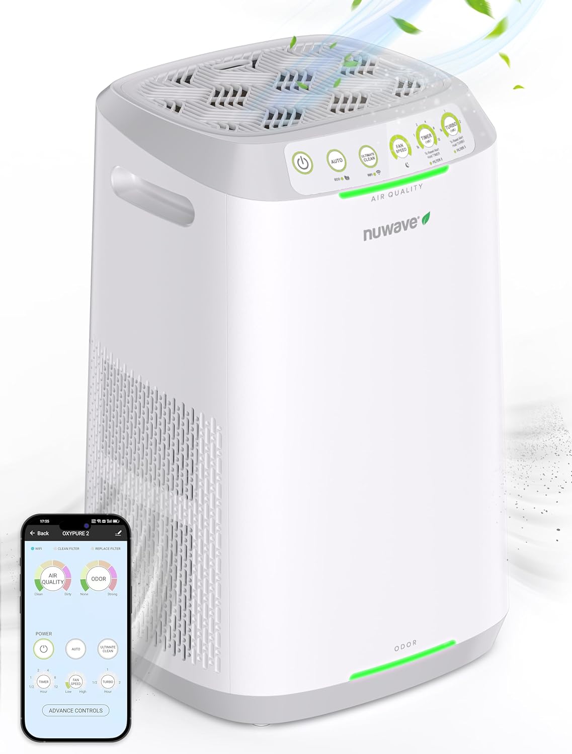 ZERO Smart Air Purifier, No Filter Replacements, Covers 2002 Sq.Ft., 6 Fan Speeds, Sleep Mode, Timer, for Large Rooms, White