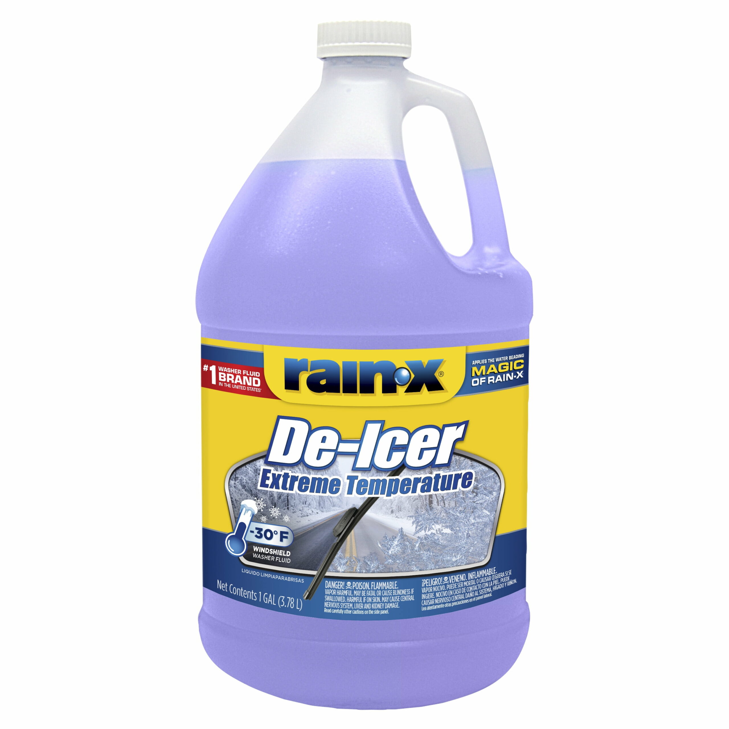 Rain-X De-Icer Windshield Washer Fluid, -30°F Protection, Melts Frost & Ice, Prevents Refreeze, Water Beading Technology