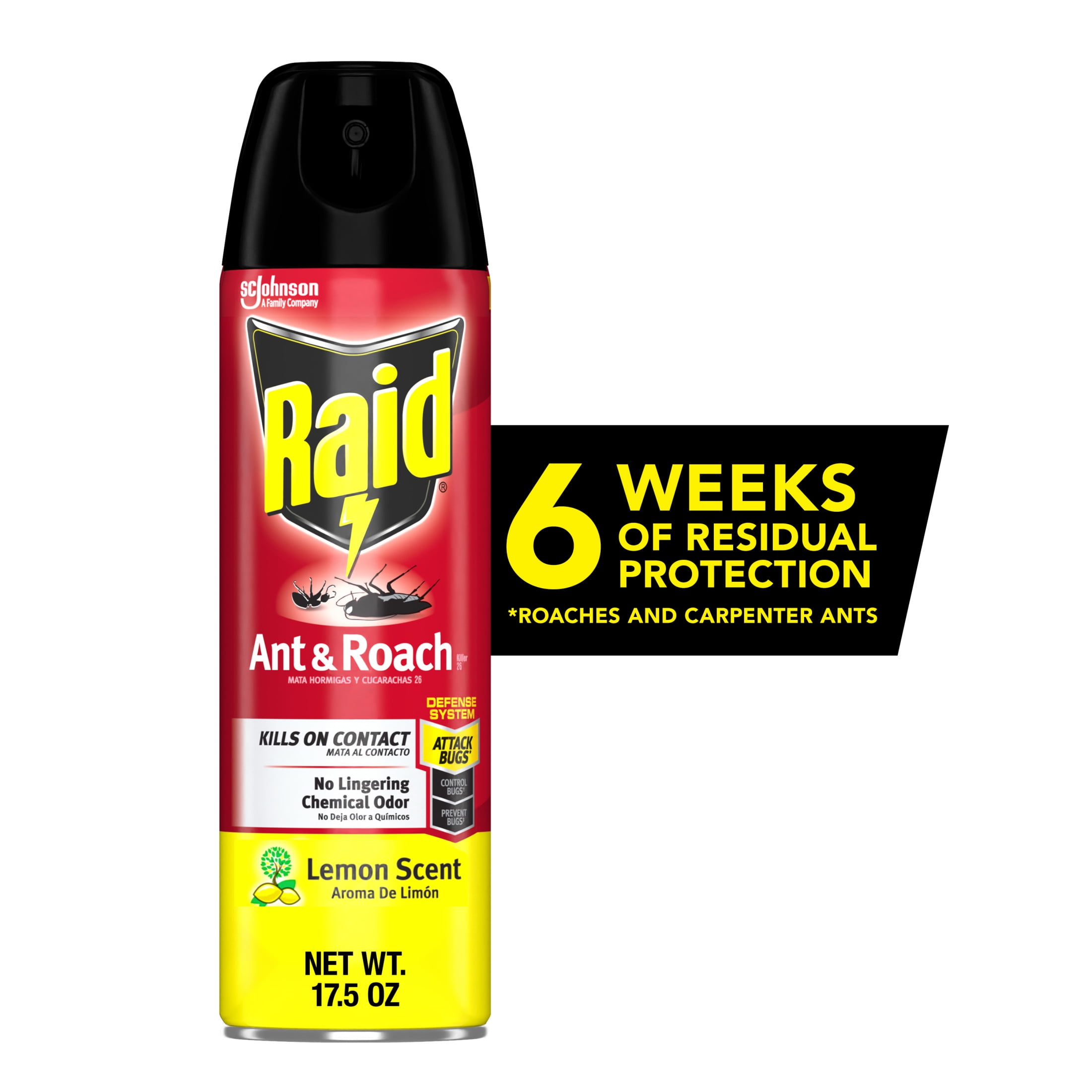 Raid Ant & Roach Killer Aerosol Spray, Lemon Scent, 17.5oz – Effective Insecticide for Crawling Insects