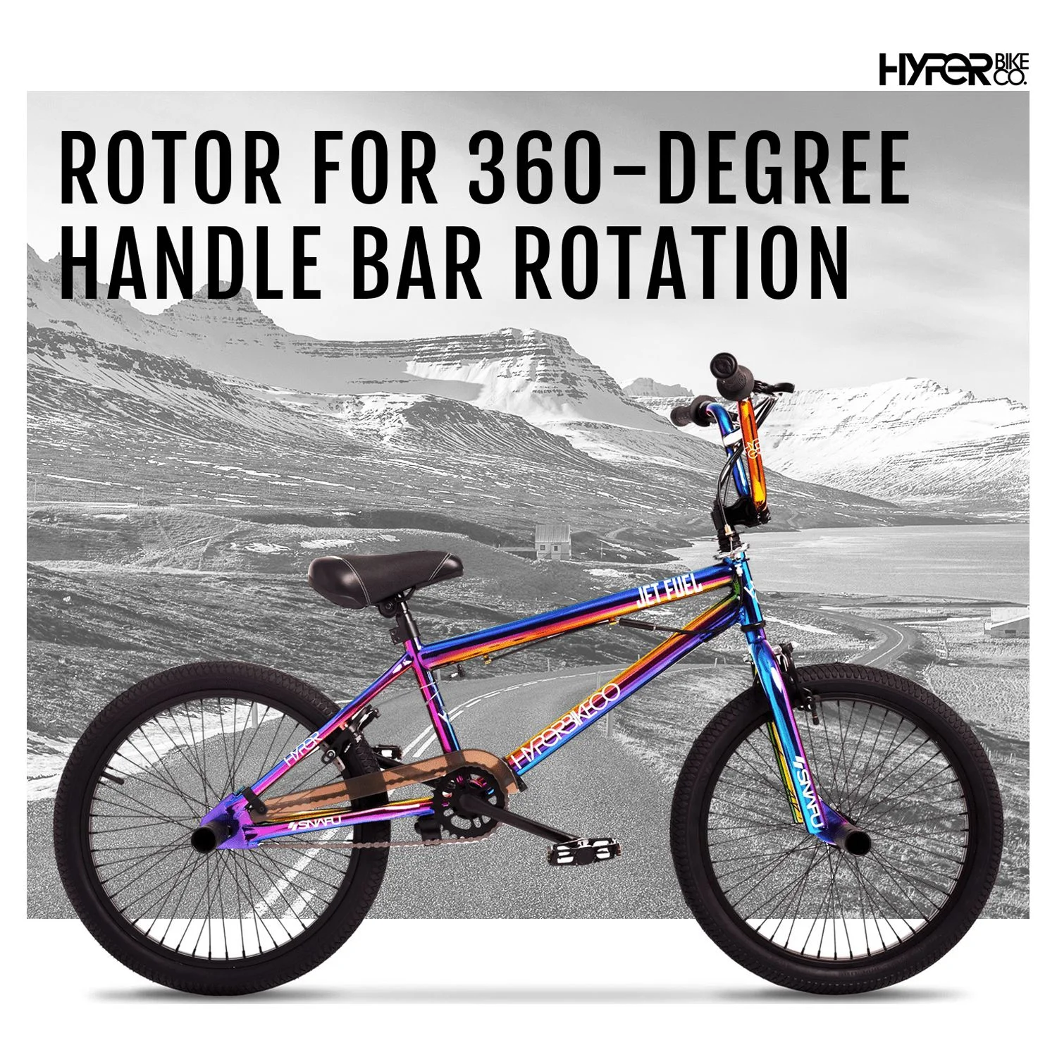 Hyper Bicycles 20′′ Jet Fuel BMX Bike for Kids, Steel Frame, 360° Handlebar, Ages 8-13