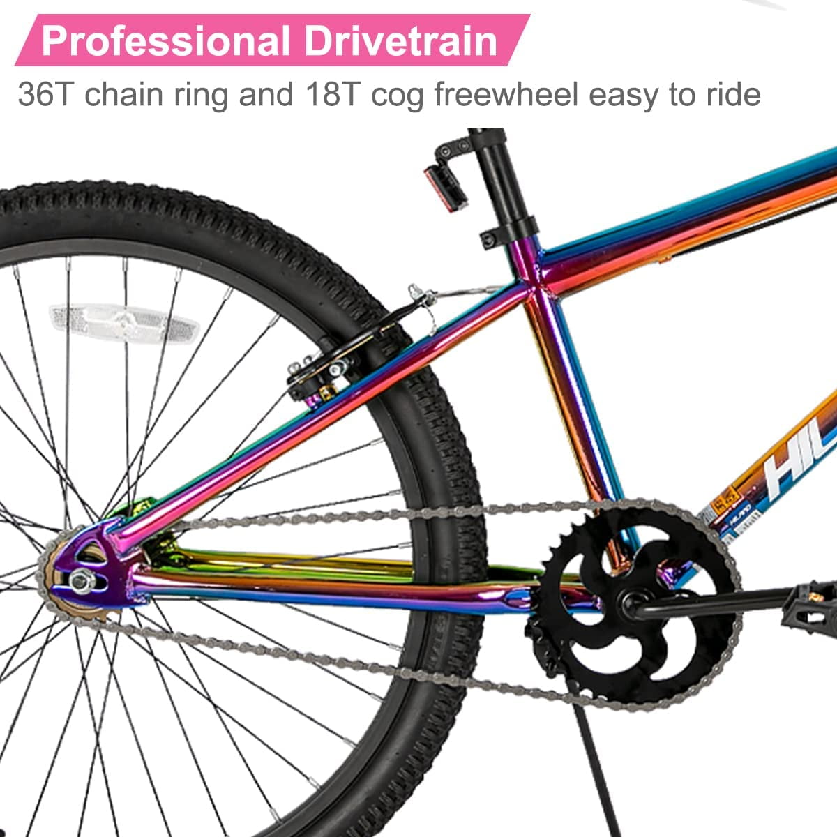 Hiland BMX Bike 24/26 Inch, Hi-Ten Steel Frame, Youth & Adult, 2 Pegs, Multiple Colors