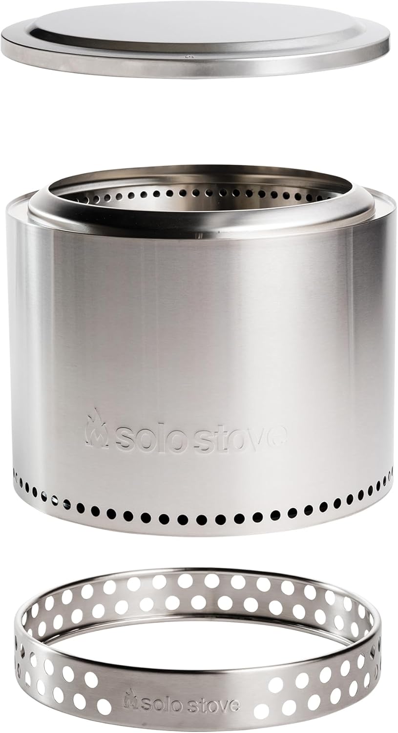 Bonfire Essential Bundle 2.0 Smokeless Fire Pit Set – Stainless Steel, Portable, Includes Stand & Lid, Removable Ash Pan, Perfect for Camping