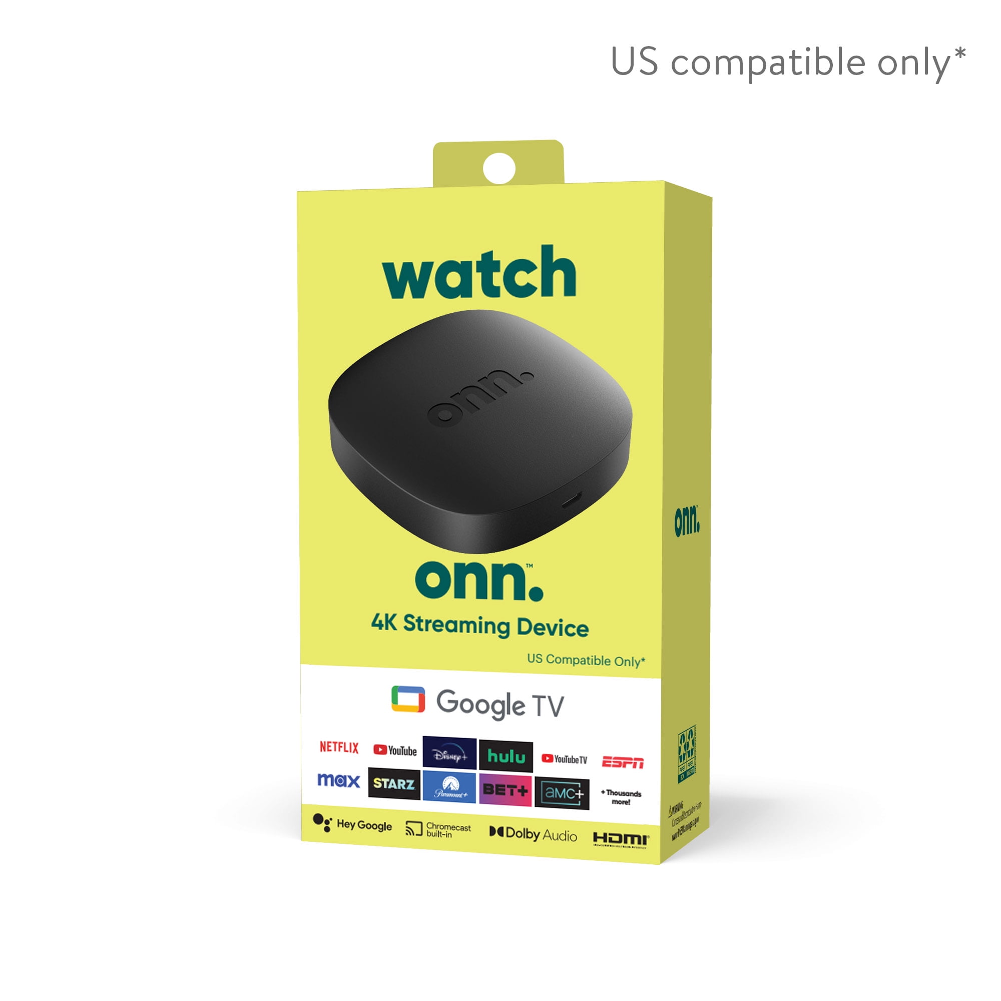 onn. 4K Streaming Box with Google TV, Dolby Audio, 2GB RAM, WiFi, Voice Control, 2023 Model