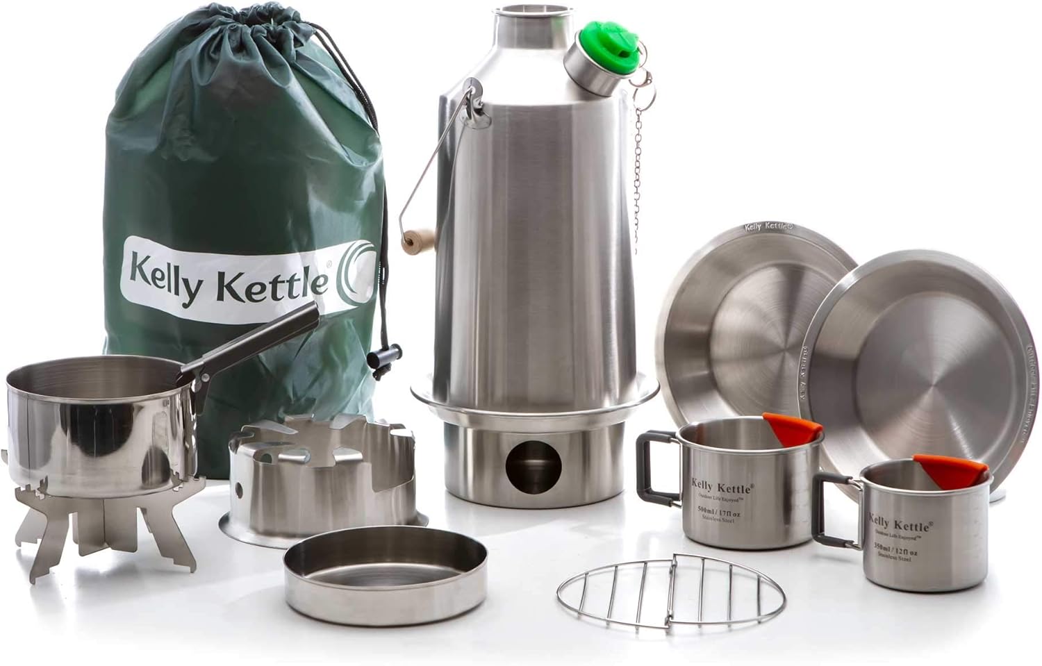 Kelly Kettle Ultimate Base Camp Kit – 54 oz Stainless Steel Camping Kettle with Whistle, Lightweight Stove for Fishing, Hunting, Hiking
