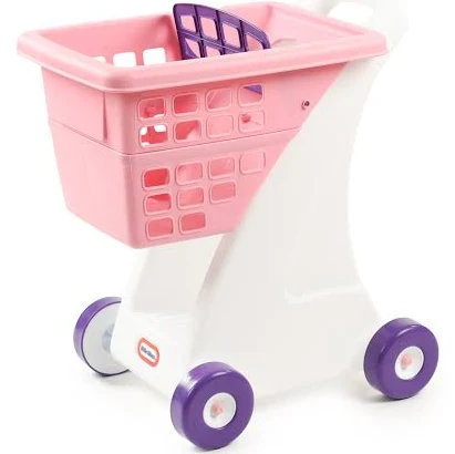Little Tikes Pink Shopping Cart for Kids with Fold-Down Seat for Dolls or Teddy Bears