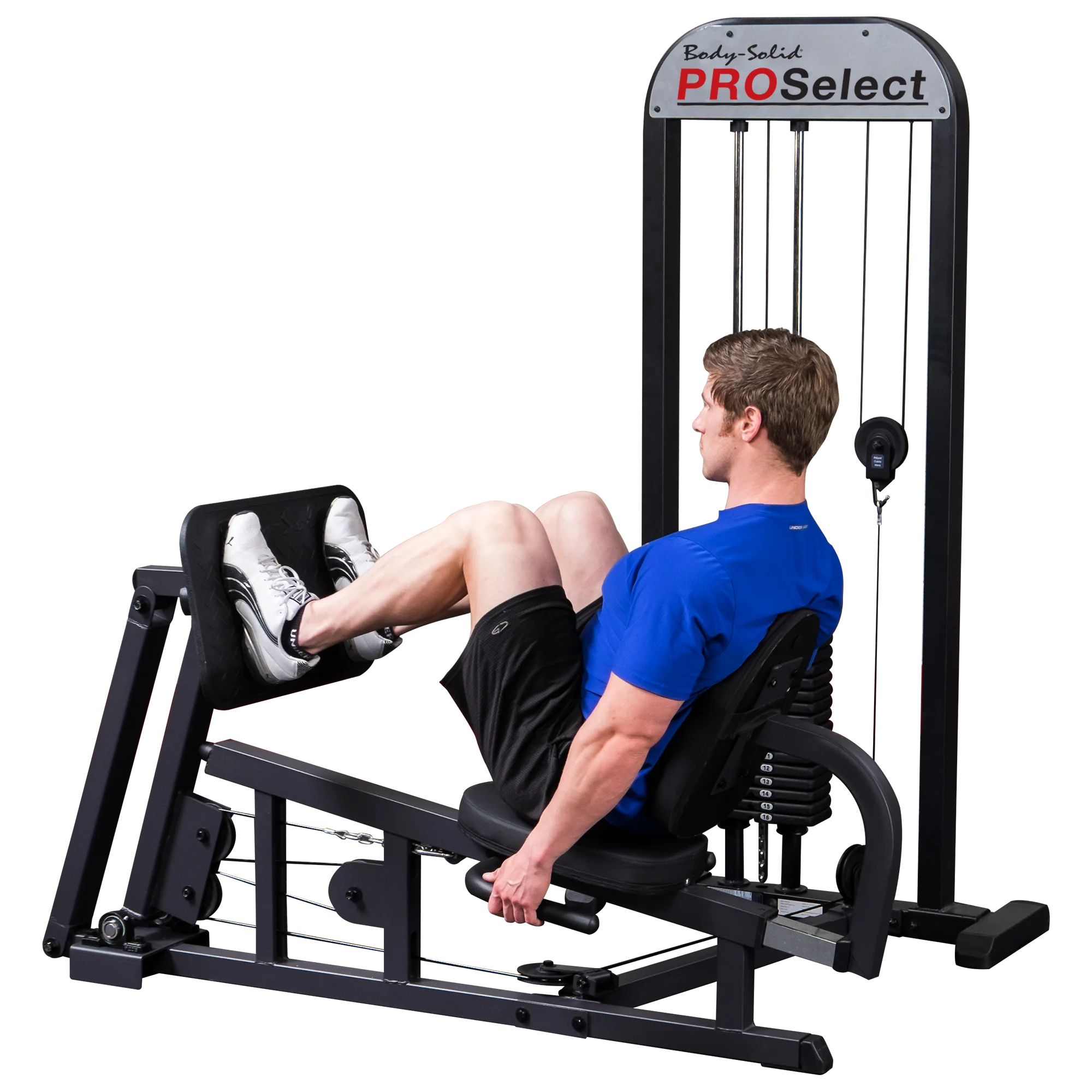 Body Solid Pro-Select Leg Press GLP-STK/3 with 310 lb Stack, Oversized Rubberized Footplate, Double Beam Design, Commercial Bearings