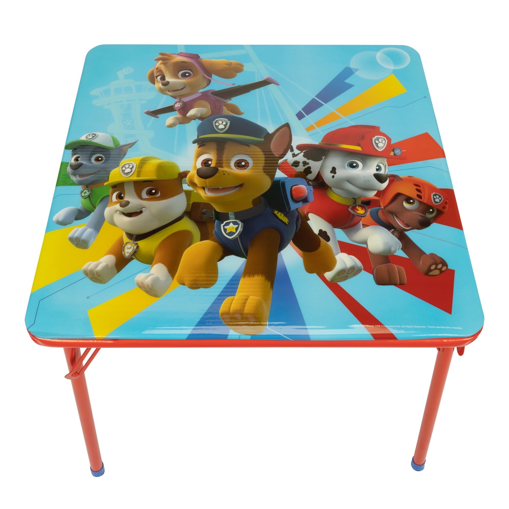 Paw Patrol Kids Activity Table and Chairs Set, Red, Ages 3-7, Comfortable Cushions, Washable Surface
