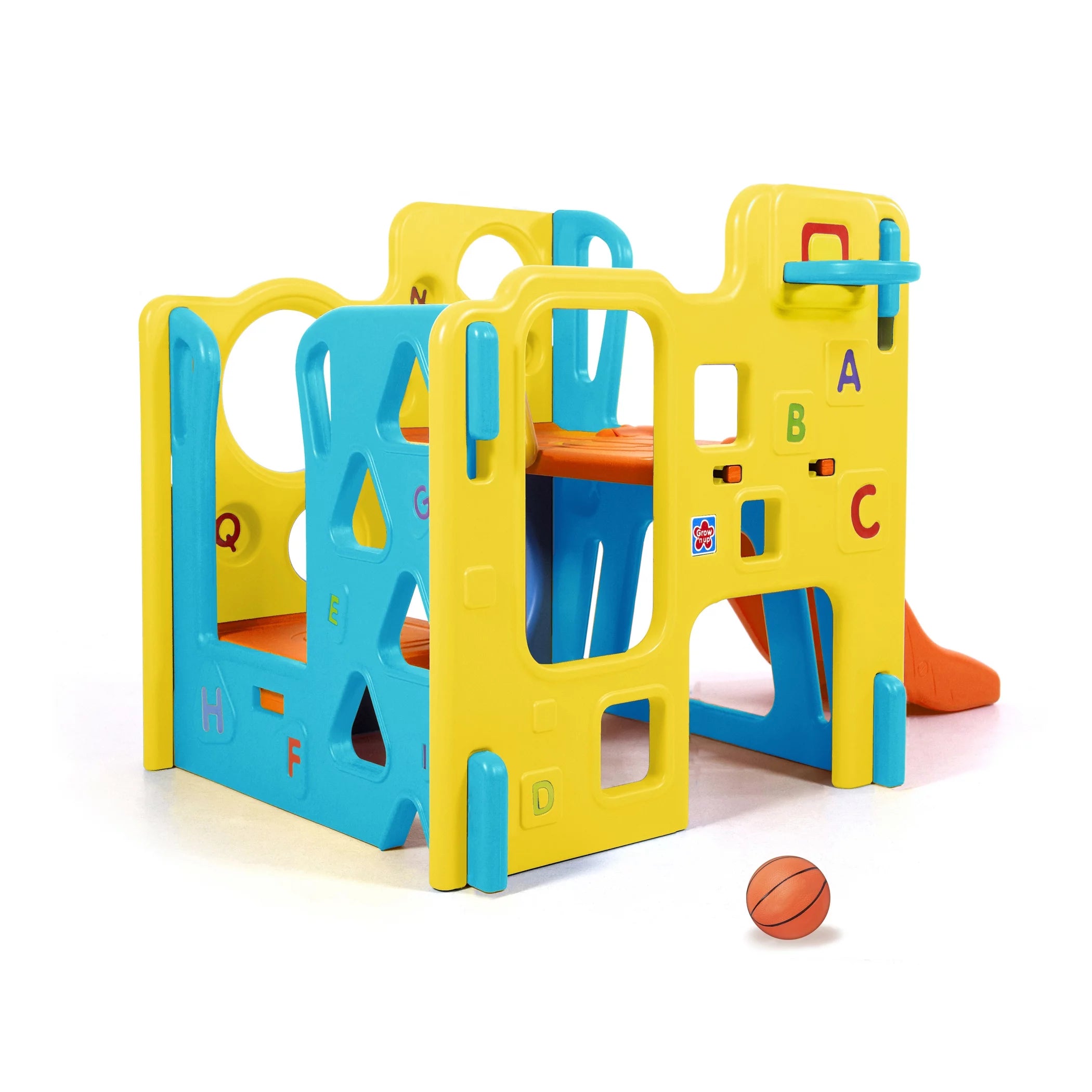 Grow’n Up Climb ‘n Explore Play Gym for Indoor/Outdoor Use, Ages 18-48 Months, with Slide, Basketball & Climbing Features
