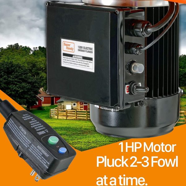 SuperHandy Electric Chicken Plucker, 1HP 280RPM, Stainless Steel, 92 Fingers, 20′′ Drum, Heavy Duty Poultry De-Feathering Machine