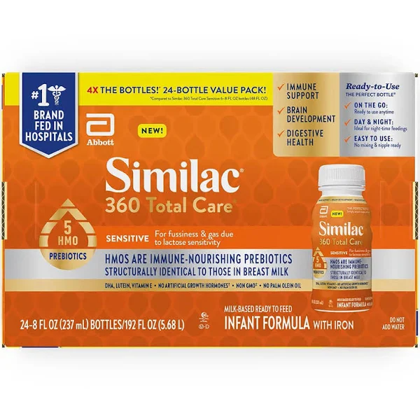 Similac 360 Total Care Sensitive Infant Formula, Ready to Feed (8 fl oz, 24 ct)