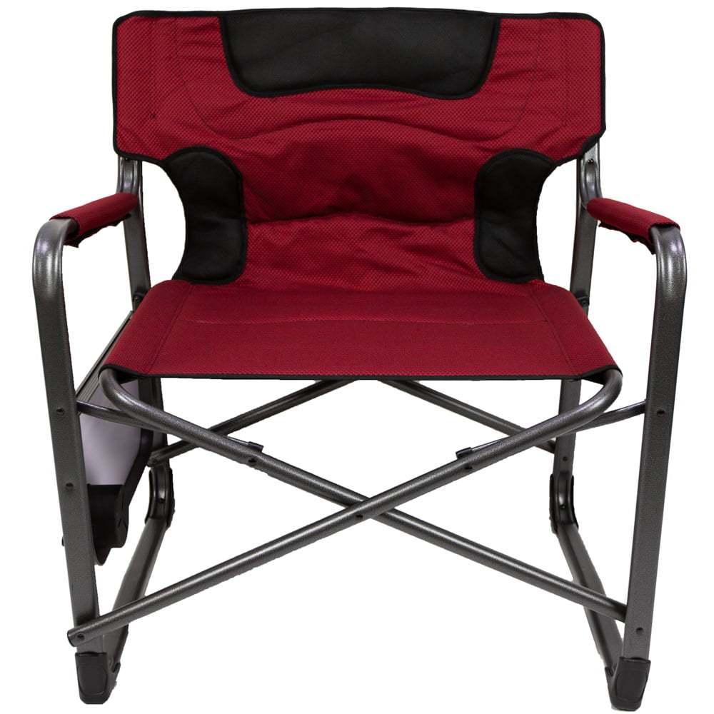 Ozark Trail XXL Padded Director Chair with Side Table, Red – Outdoor Folding Chair