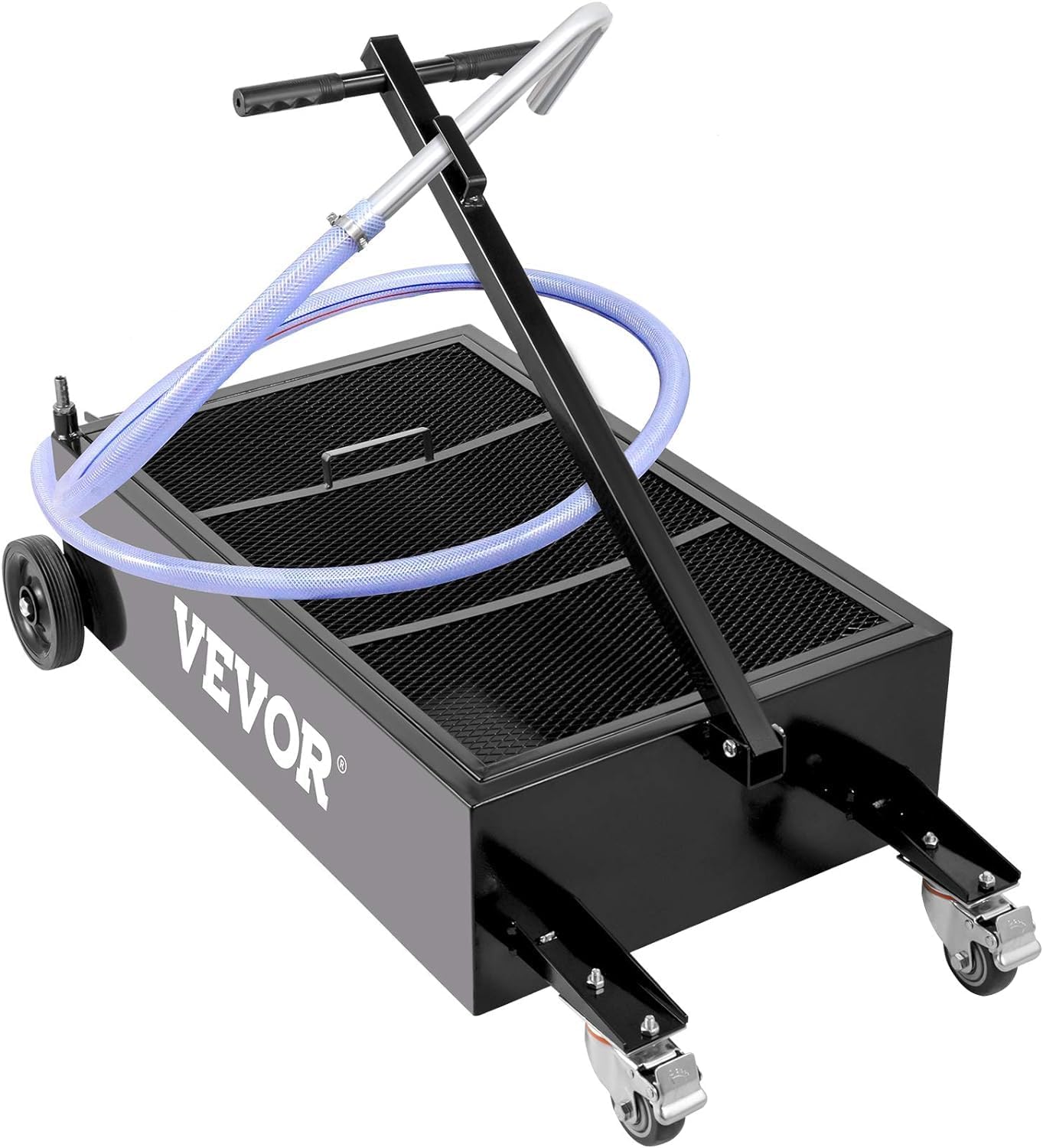 Low Profile 15 Gallon Oil Drain Pan with 180W Electric Pump & Rolling Cart for Trucks, Buses, RVs