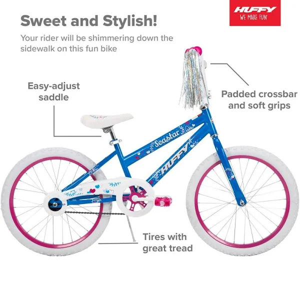 Huffy 20-inch Sea Star Girls' Bike, Blue and Pink