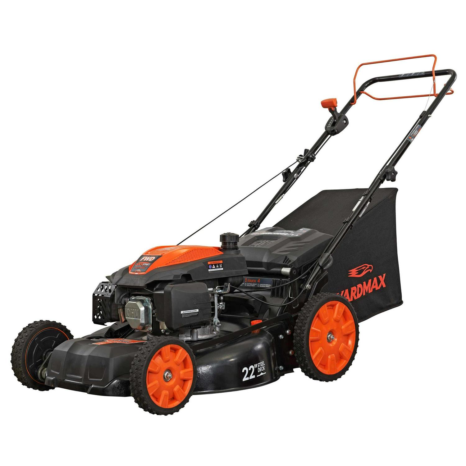 YARDMAX YG2860 22′′ 201cc 3-in-1 Gas Self-Propelled Lawn Mower with CVT and High Wheels