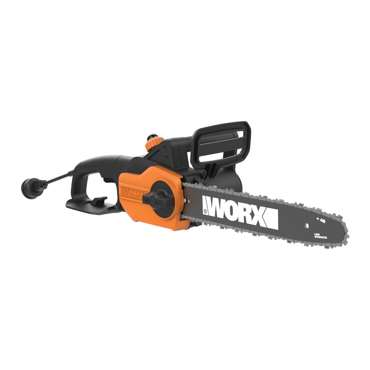 Worx WG305 14′′ Electric Chainsaw, 8 Amp, Ergonomic Design, Tool-Less Tension System