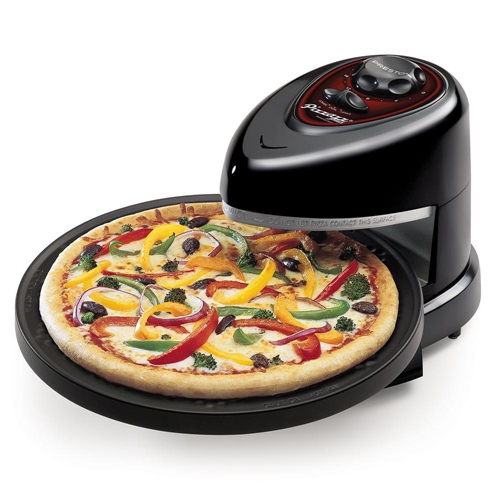 Presto Pizzazz Plus 1235W Rotating Countertop Pizza Oven with Timer, Non-Stick, Black