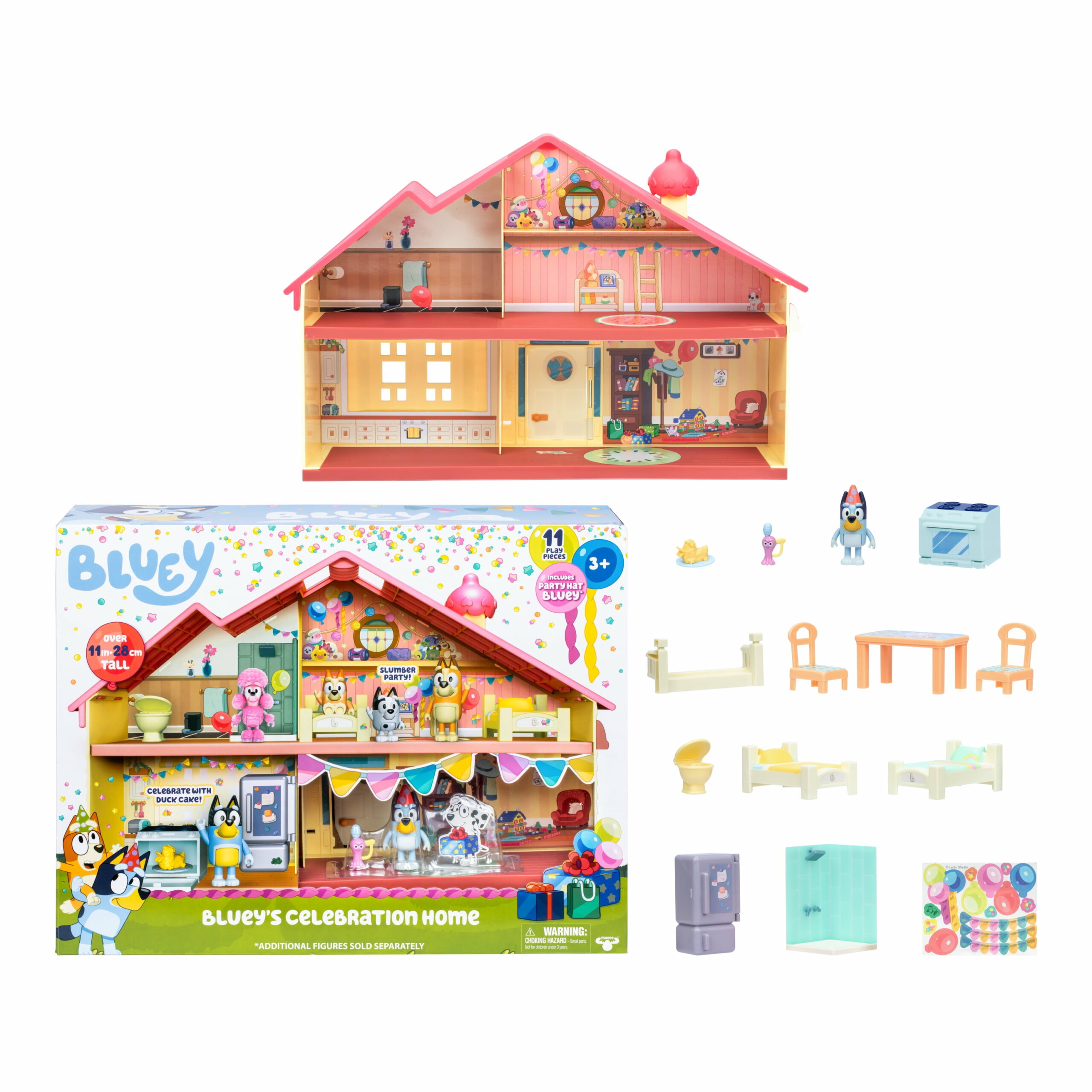 Bluey’s Celebration Home Playset – 11 Pieces & Accessories, 2.5′′ Bluey Figure, Ages 3+, Portable with Carry Handle