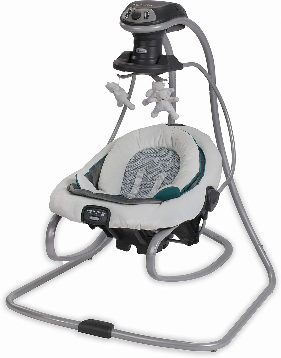Graco DuetSoothe Swing and Rocker, Sapphire, 6 Speeds, 3 Positions, Portable, 2-Speed Vibration, For Infants 5.5-30 lb