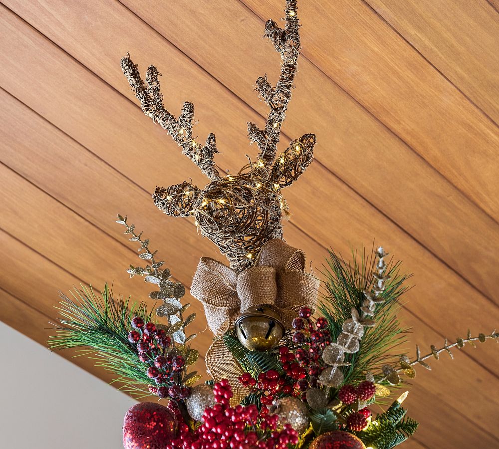 Lit Burlap Buck Tree Topper
