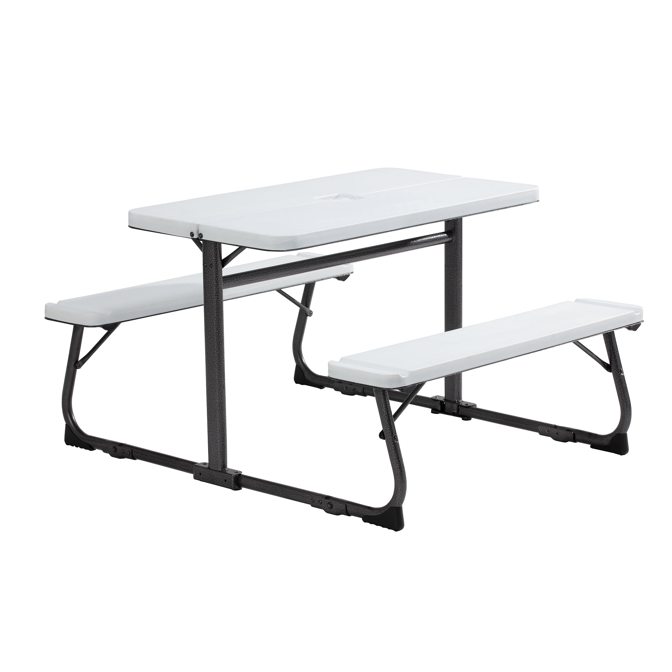 Your Zone Kid’s Folding Activity Table with Benches, White – Ages 3-8, Easy Storage & Durable