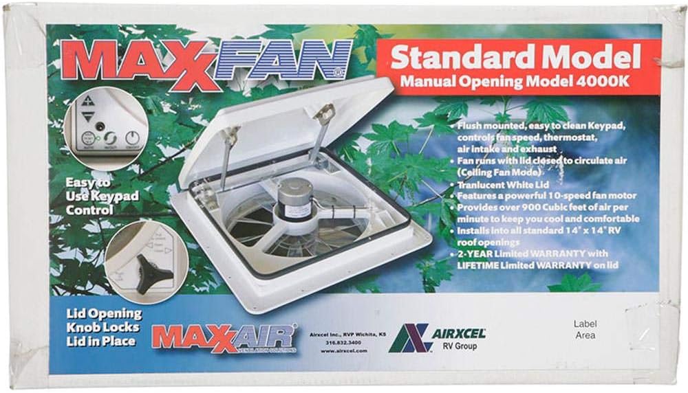 MaxxAir MaxxFan 14′′ Smoke Ceiling Fan, 10-Speed, Waterproof, Indoor/Outdoor, Model 00-04500K